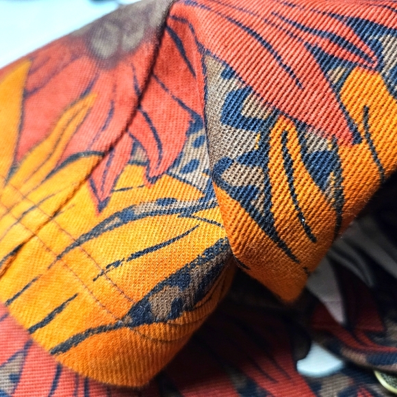 L French Laundry, burgundy, sunflowers pattern jean jacket. - Picture 12 of 13